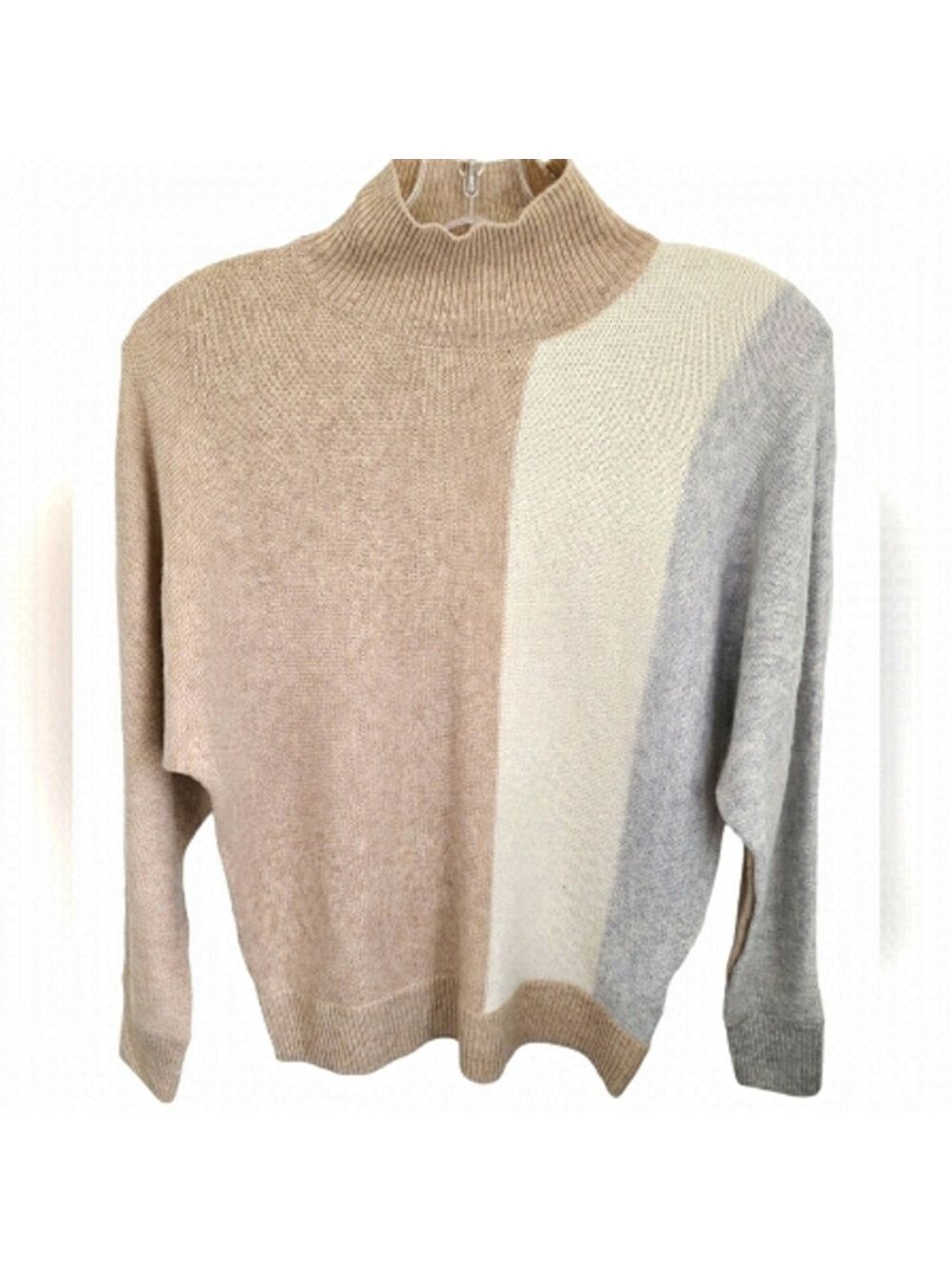 REITMANS Cashmere Blend Color Block Mock Neck Long Sleeve Sweater Size XS